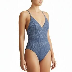 Onia "Valentina" Textured Crochet One-Piece Swimsuit, Large